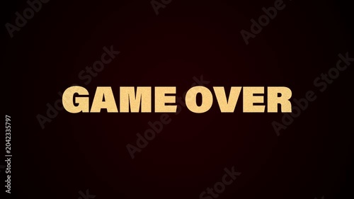 Animated burning Game Over text effect featuring dramatic visuals for gaming and competition themes. Perfect for defeat screens, level endings, esports content, game cinematics
