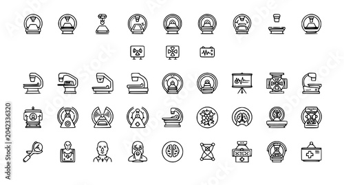 Tablou pe pânză Linear tomography icon collection with medical imaging radiology and diagnostic