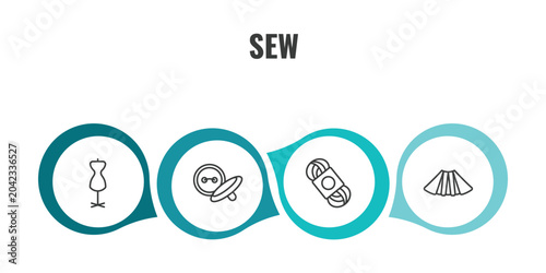 Foto sew outline icon set