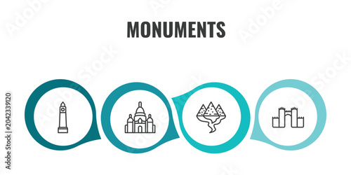Tableau sur toile monuments outline icon set