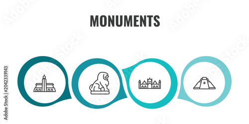 Fotografie monuments outline icon set