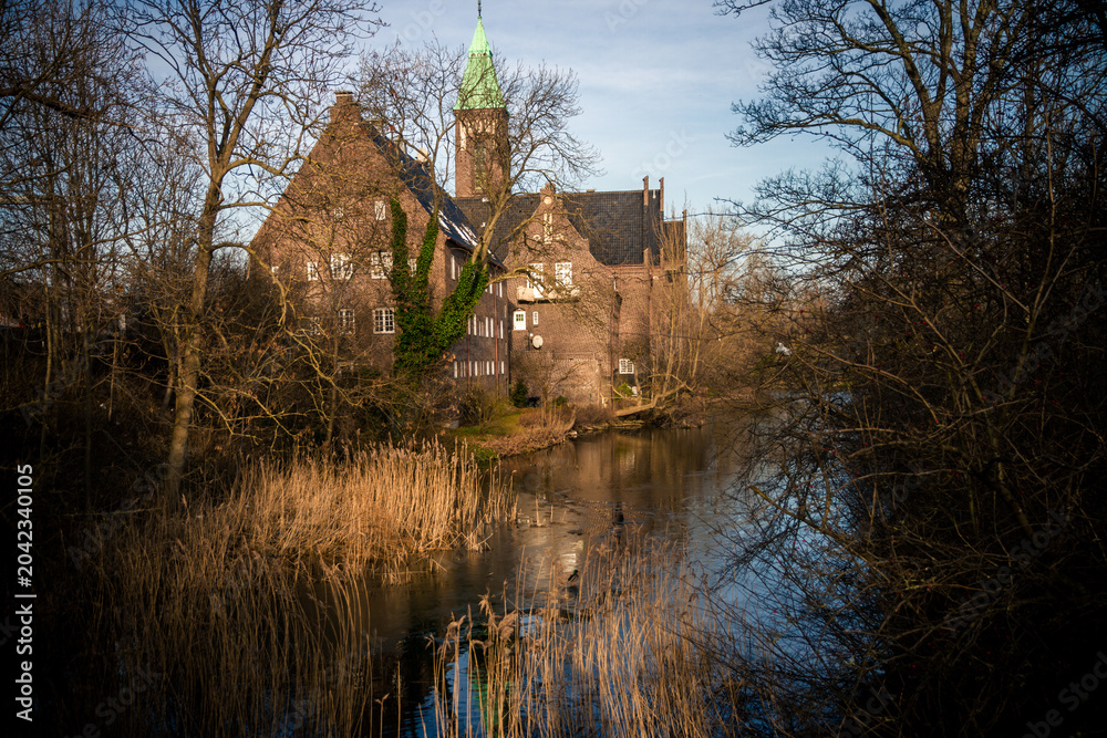 Obraz premium Historic manor house by the river, Hattingen, Germany