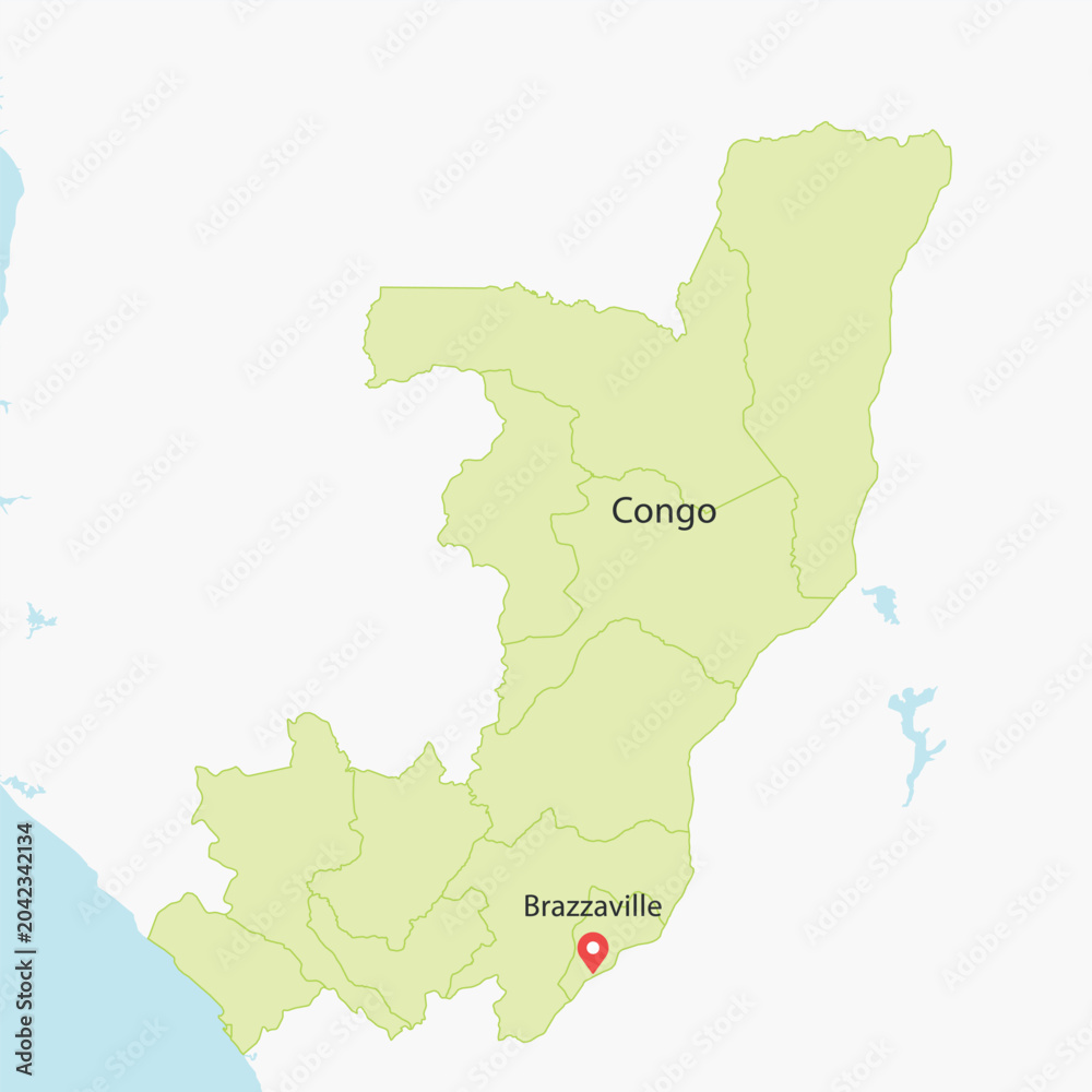 Fototapeta premium Vector graphic artwork suitable for print and web containing flat detailed map of REPUBLIC OF THE CONGO