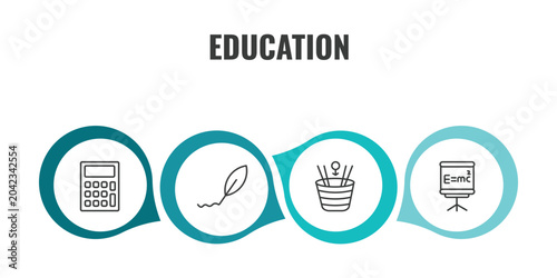 Photos education outline icon set