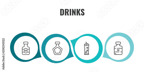 Cuadro en lienzo drinks outline icon set