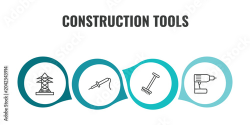 Canvastavla construction tools outline icon set