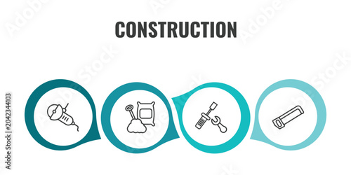 Schilderij op canvas construction outline icon set