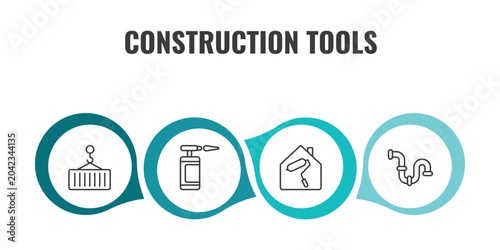 Bild auf Leinwand construction tools outline icon set