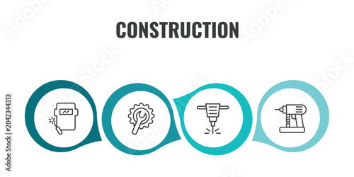 Foto construction outline icon set