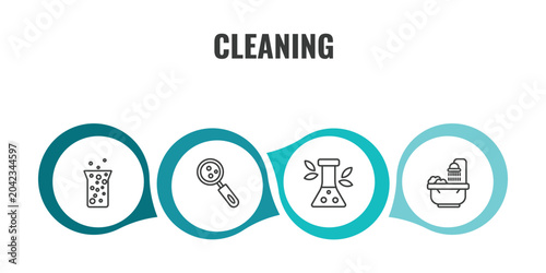 Photos cleaning outline icon set
