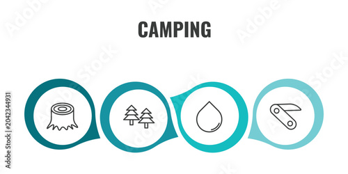 Schilderij op canvas camping outline icon set