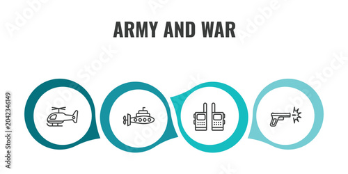 Photos army and war outline icon set