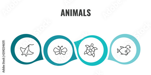 Photography animals outline icon set