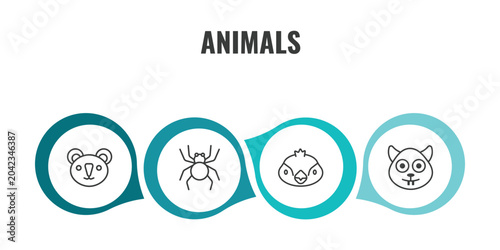 Canvas Print animals outline icon set