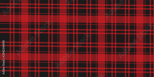 Menzies tartan black red kilt skirt fabric texture seamless pattern.Vector illustration. EPS 10. No transparency. No gradients.