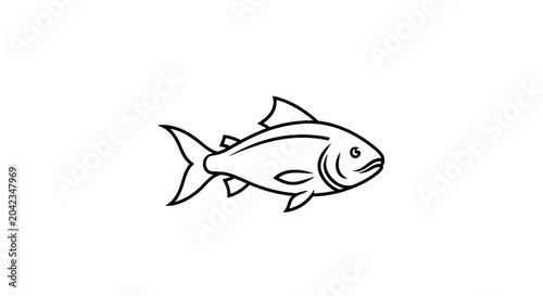 Εκτύπωση καμβά Simple line drawing of a fish on a white background