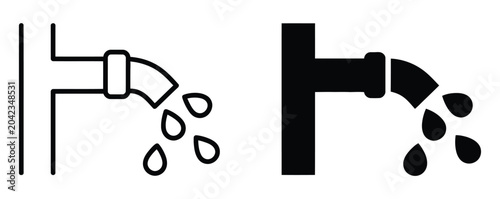 Fényképezés Waste water vector icon set with wastewater management symbols, sewage and drain