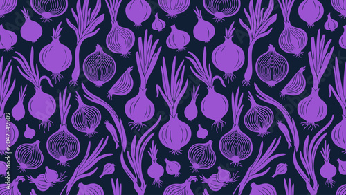 Purple Onions and Garlic Pattern.