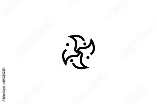 Abstract Community Teamwork Logo Vector Pinwheel People Unity Connection Corporate Branding Symbol