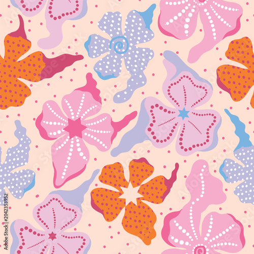 surreal shaped flowers vector repeat pattern design