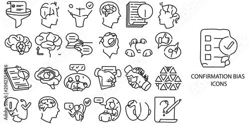 Foto Confirmation Bias simple New concept 24 Line Art color icons set