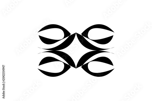Abstract Four Eyes Crest Logo | Geometric Tribal Diamond Mask Black Minimalist Vector Graphic Icon