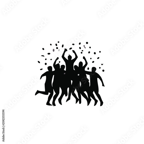 Fotografie Team celebrating championship victory silhouette
