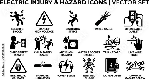 Cuadro en lienzo electric shock warning signs and symbols for safety and hazard alerts
