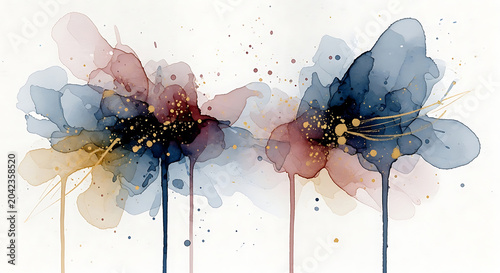 Elegant Abstract Alcohol Ink Background with Navy Blue and Rose Fluid Art Texture Gold Foil Accents and Paint Drips for Luxury Wall Art and Creative Design