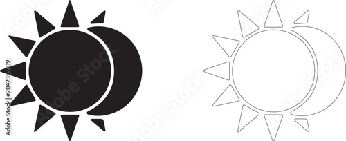 Foto Solar eclipse vector icon, moon phase symbol, day and night cycle, sun and crescent, astronomy and cosmic phenomena