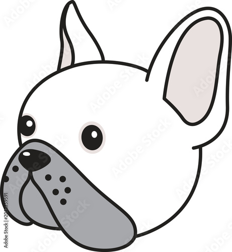 dog french bulldog icon head face cartoon character illustration pet puppy