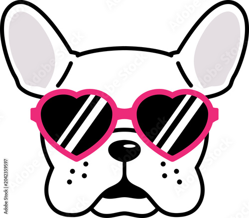 dog french bulldog icon sunglasses heart valentine cartoon character illustration