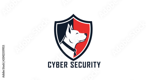 Bild auf Leinwand Cyber Security Dog Shield Logo: Protection, Guard, Data Safety, Network Defense