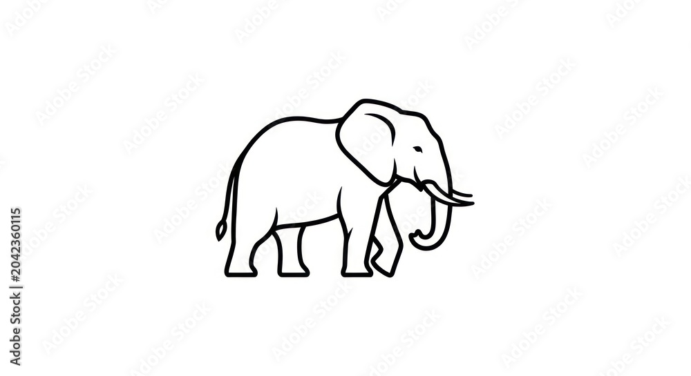 Fototapeta premium Simple elephant outline graphic icon