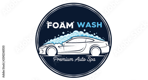 Vászonkép Premium Car Wash Foam Logo - Auto Spa Service