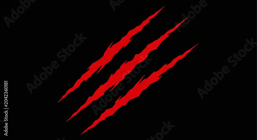 Foto Red Claw Marks on Black Background.