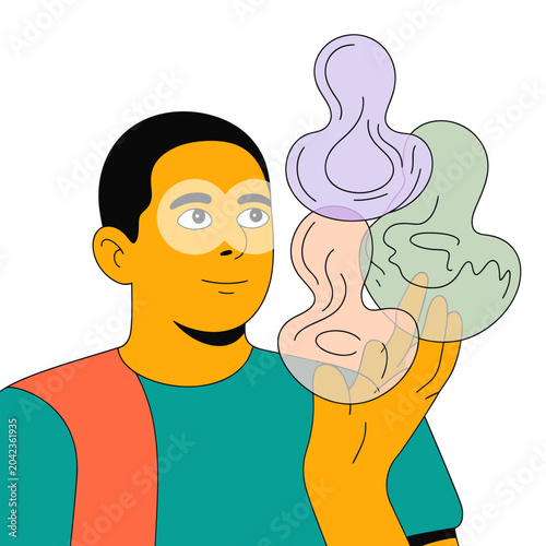 Man Holding Three Pacifiers