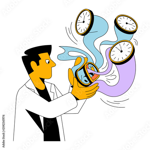 Scientist Holding Time Travel Clock