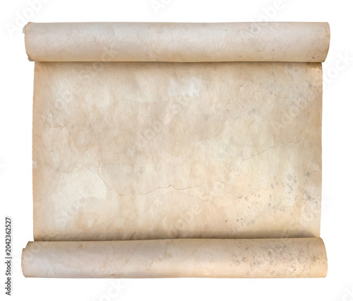 old paper scroll isolated on white