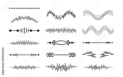 Collection of various black line and dot patterns and textures