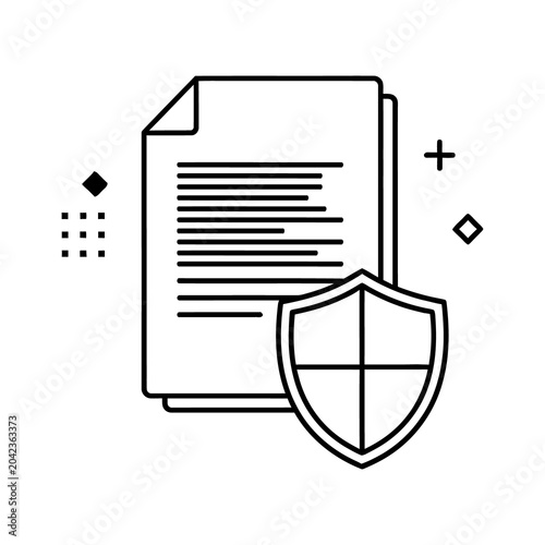Secure Document Protection Icon with Shield and Paper