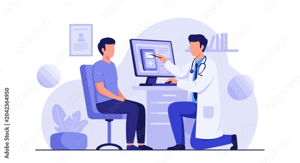 Fototapeta premium Medical Consultation Demonstrating Patient Care and Data Analysis Explained By a Doctor