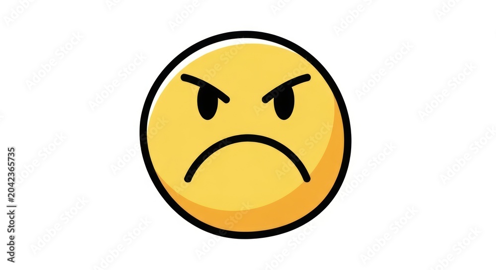 Fototapeta premium Angry face emoji icon with frowning expression