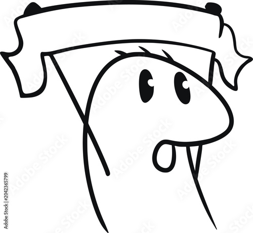 Slika na platnu Minimal vector line drawing of a stick figure holding a scarf aloft with both ha