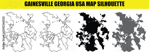 Bild auf Leinwand Gainesville georgia usa map silhouette vector illustration representing city boundary shape for urban design projects