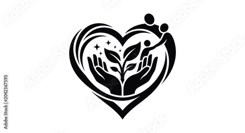 Canvastavla Heartfelt silhouette of family nurturing nature
