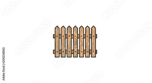 Long wooden picket fence section illustration