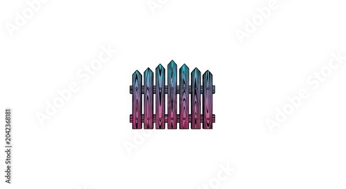 Modern wooden fence with blue and purple gradient