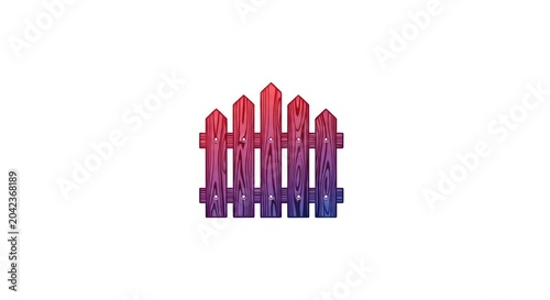 Colorful wood fence section with red and blue gradient