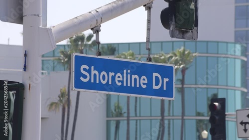Shoreline Drive Street Sign In Sunlight